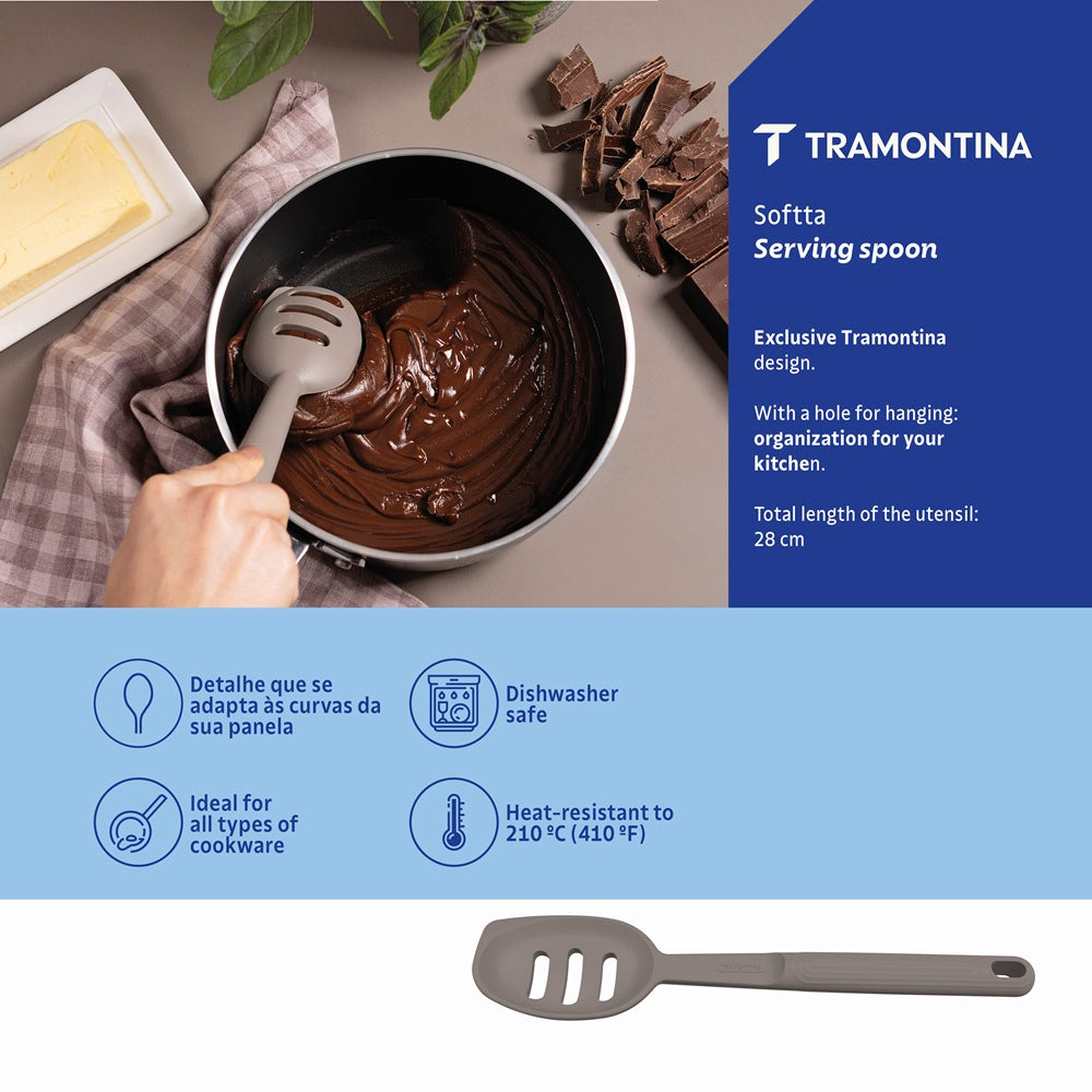 Tramontina Soffta Edge Scrape Slotted Spoon Grey