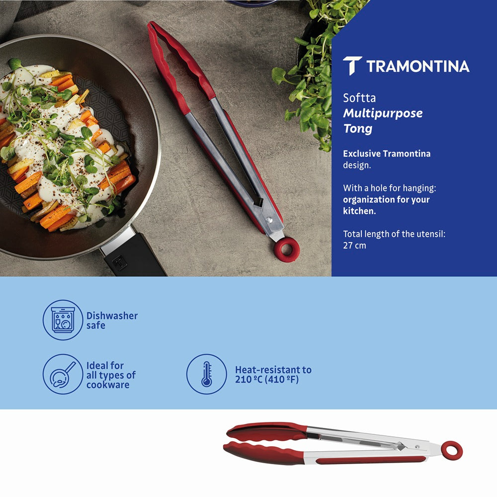 Tramontina Soffta Multipurpose Tongs 27cm Red