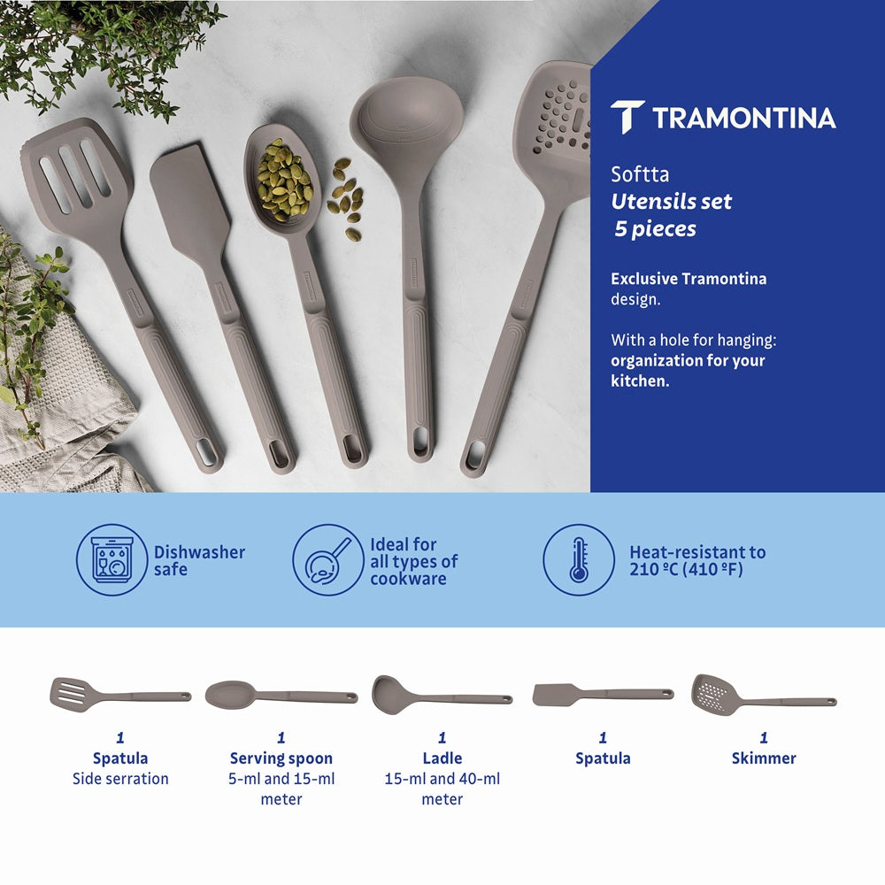 Tramontina Soffta Silicone 5 Piece Utensil Set