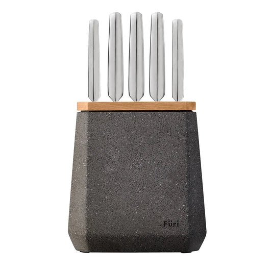 Furi Stone 6 Piece Knife Block Set Flint Terazzo