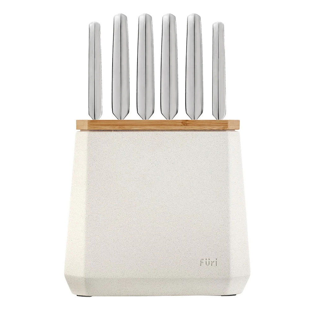 Furi Stone 7 Piece Knife Block Set Snow Terrazzo