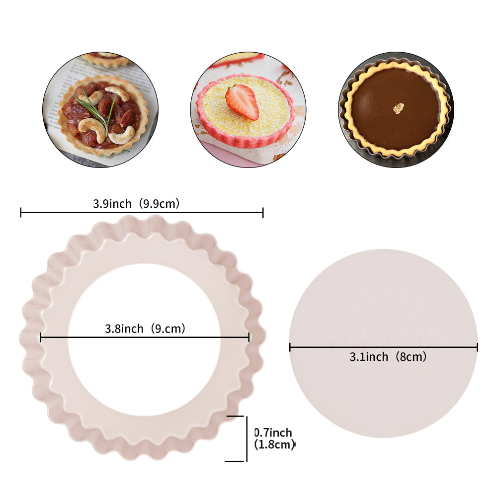 Chefmade Set of 4 Mini Loose Base Round Tart Pans 10cm