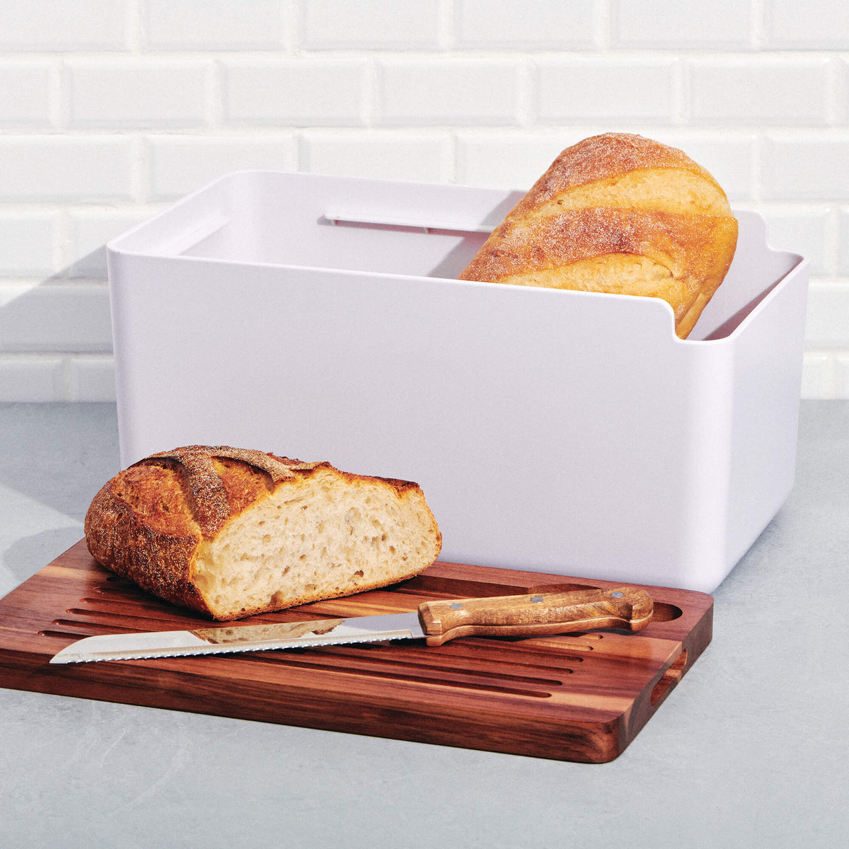Salt & Pepper Hudson Bread Bin with Cutting Board Lid