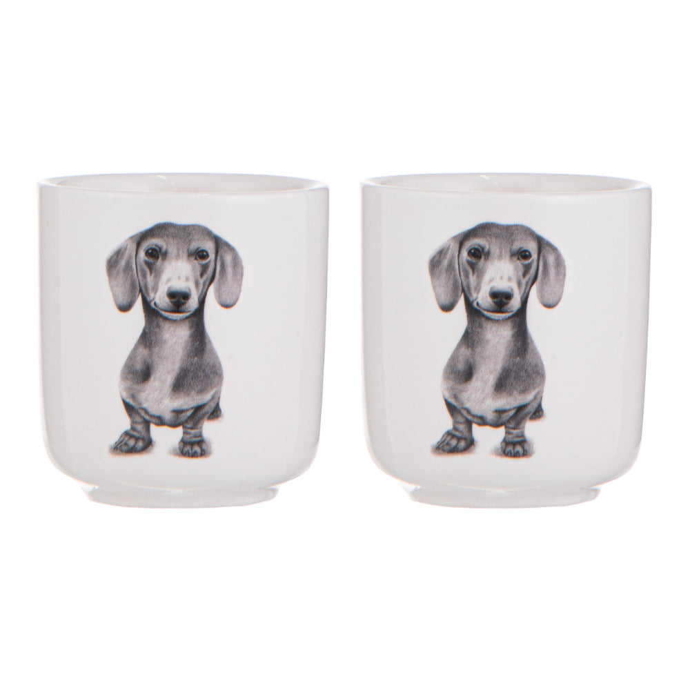 Ashdene Peeking Pups Dachshund Set of 2 Egg Cups