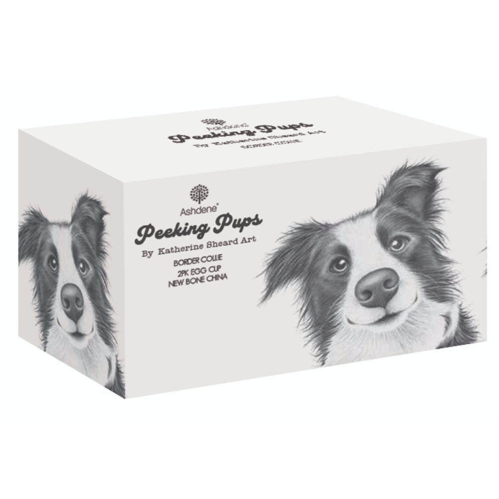 Ashdene Peeking Pups Border Collie Set of 2 Egg Cups
