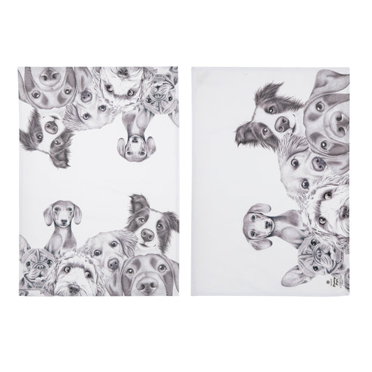 Ashdene Peeking Pups Set of 2 Kitchen Towels