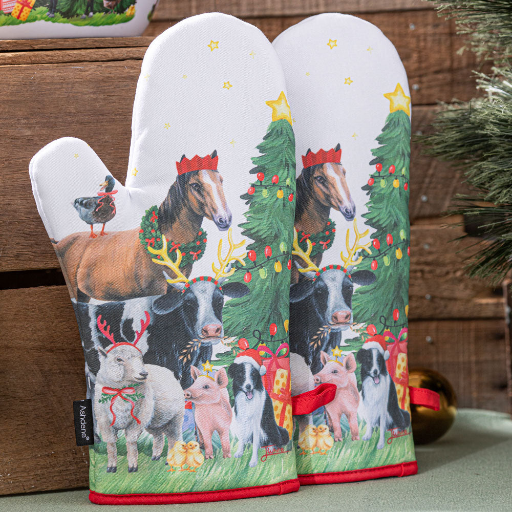 Ashdene Christmas At The Farm Set Of 2 Oven Mitts