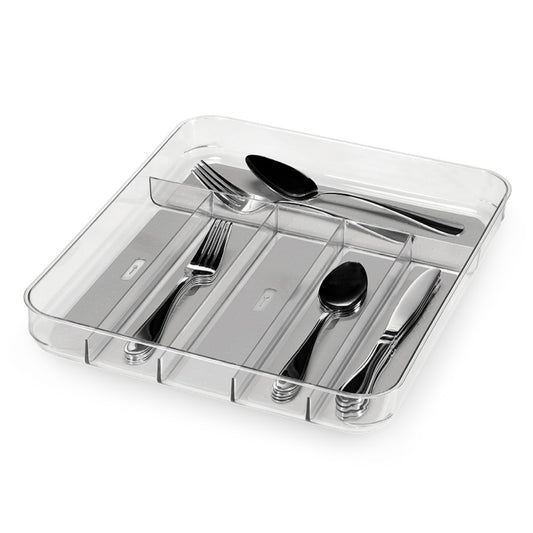 madesmart Clear Soft Grip 6 Compartment Cutlery Tray