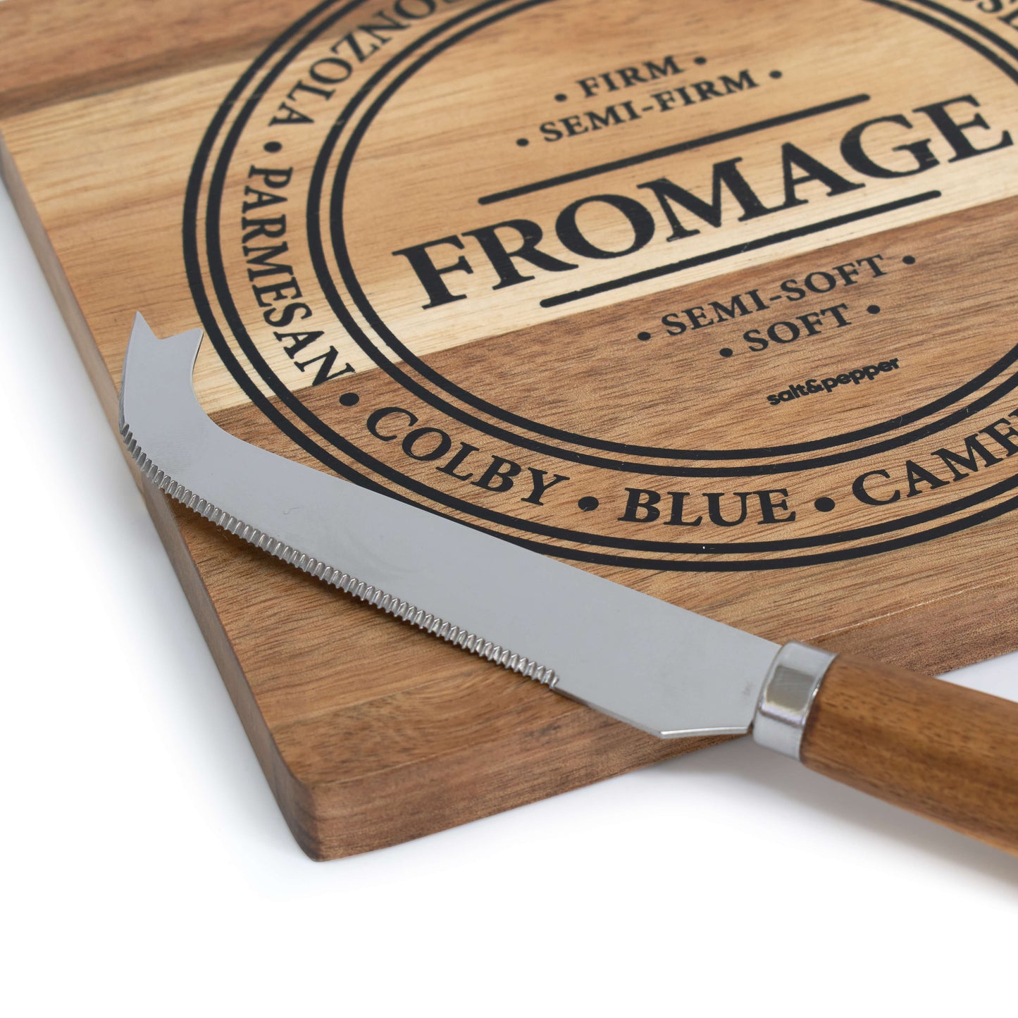 Salt & Pepper Fromage Cheese Board with Knife 24.5 x 17cm - 2 Piece