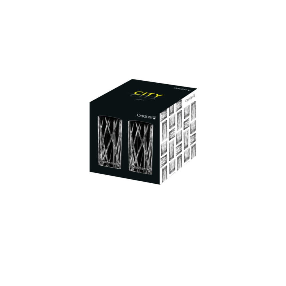 Orrefors Set Of 4 City Highball Glasses 370ml