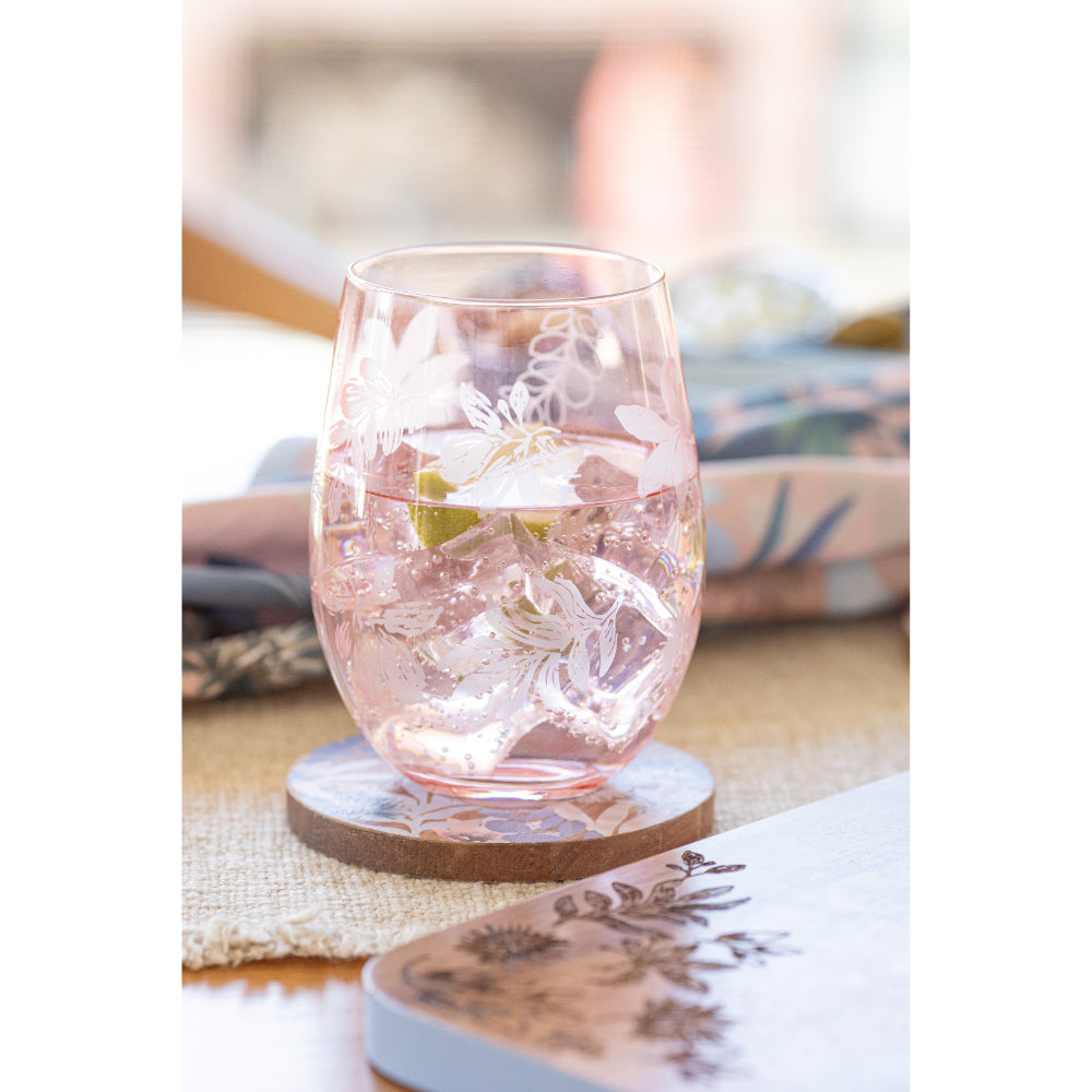 Ladelle Mossman Blush Etched Set Of 4 Tumblers