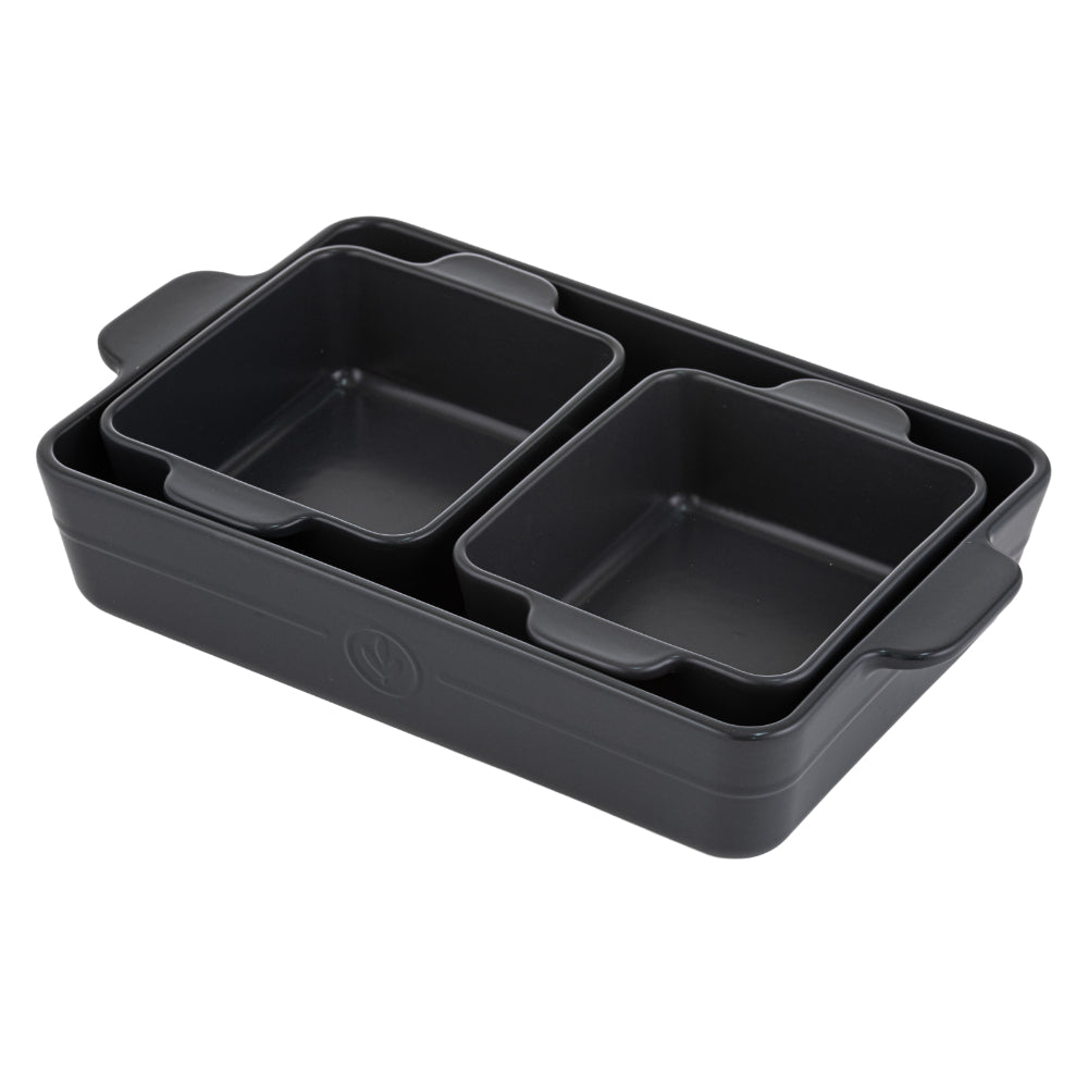 Ladelle Essentials Charcoal Set of 3 Baking Dishes