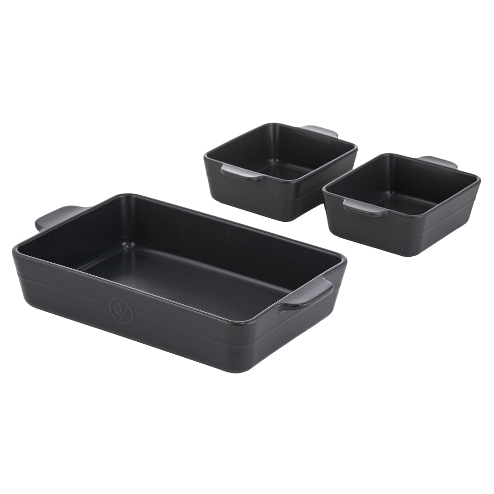 Ladelle Essentials Charcoal Set of 3 Baking Dishes
