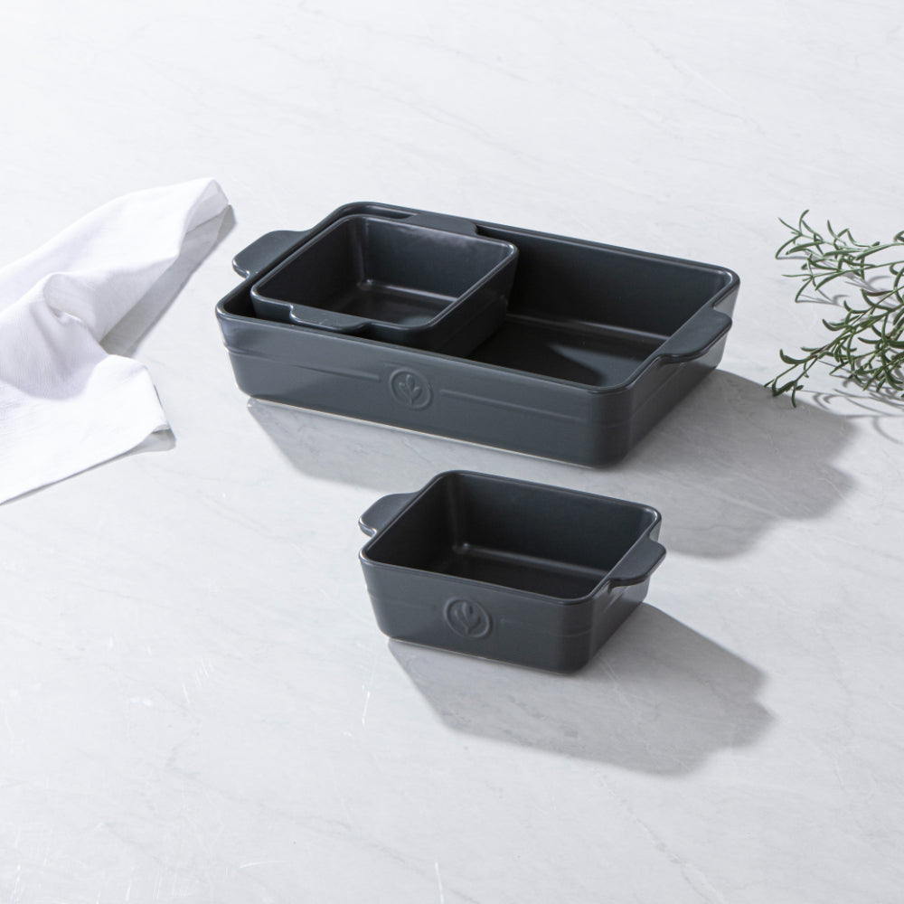 Ladelle Essentials Charcoal Set of 3 Baking Dishes