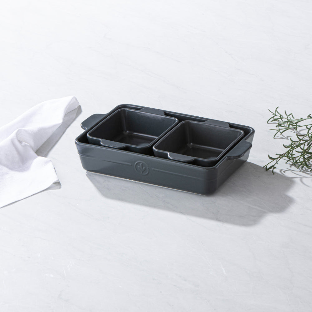 Ladelle Essentials Charcoal Set of 3 Baking Dishes