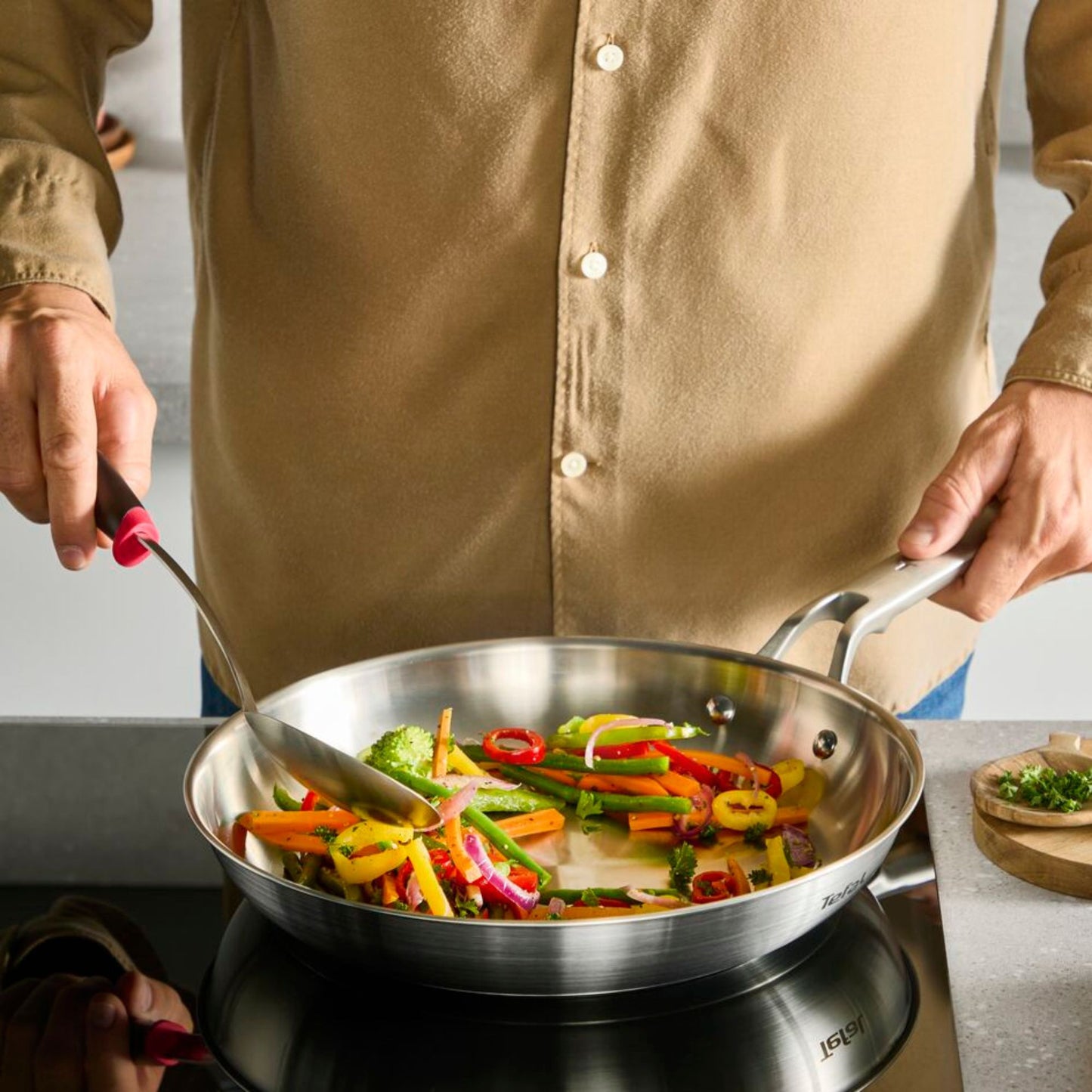 Tefal Emotion+ Induction Stainless Steel Frypan 24cm