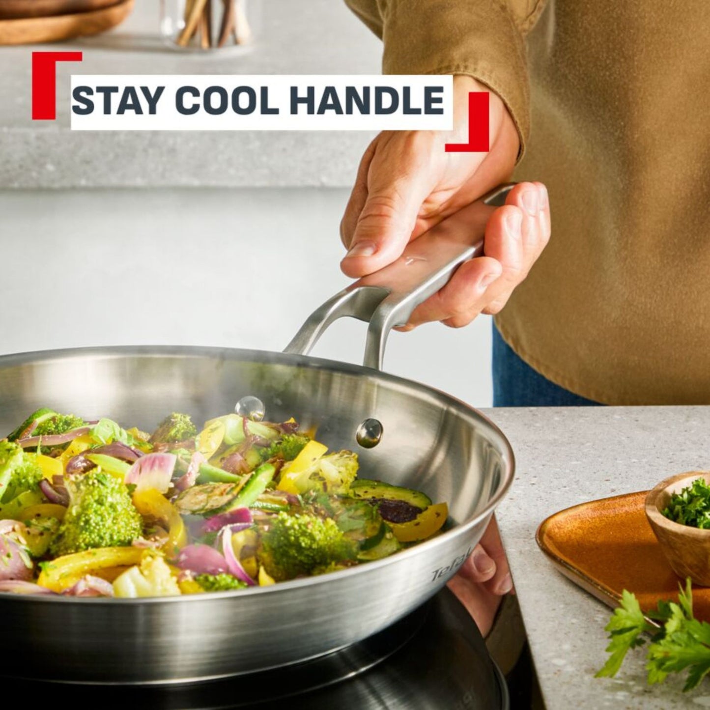 Tefal Emotion+ Induction Stainless Steel Frypan 24cm