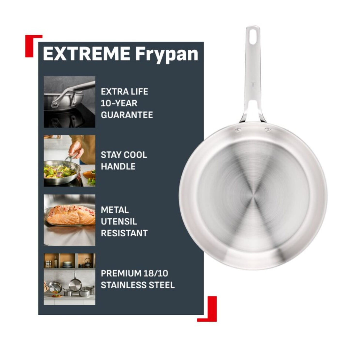 Tefal Emotion+ Induction Stainless Steel Frypan 24cm