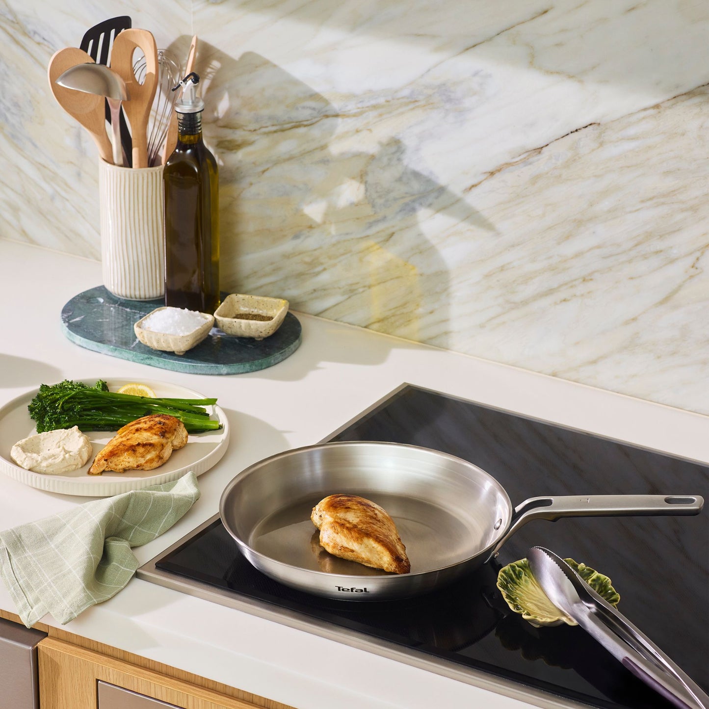 Tefal Emotion+ Induction Stainless Steel Frypan 24cm