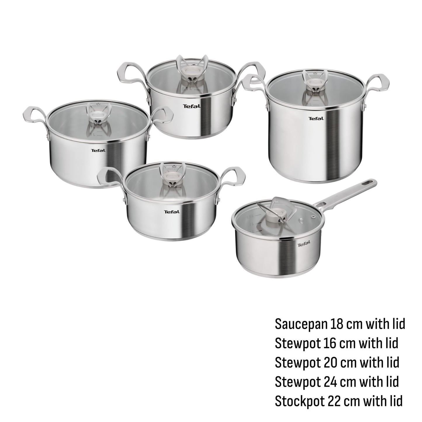Tefal Space+ Extreme Induction 5 Piece Stainless Steel Pot Set