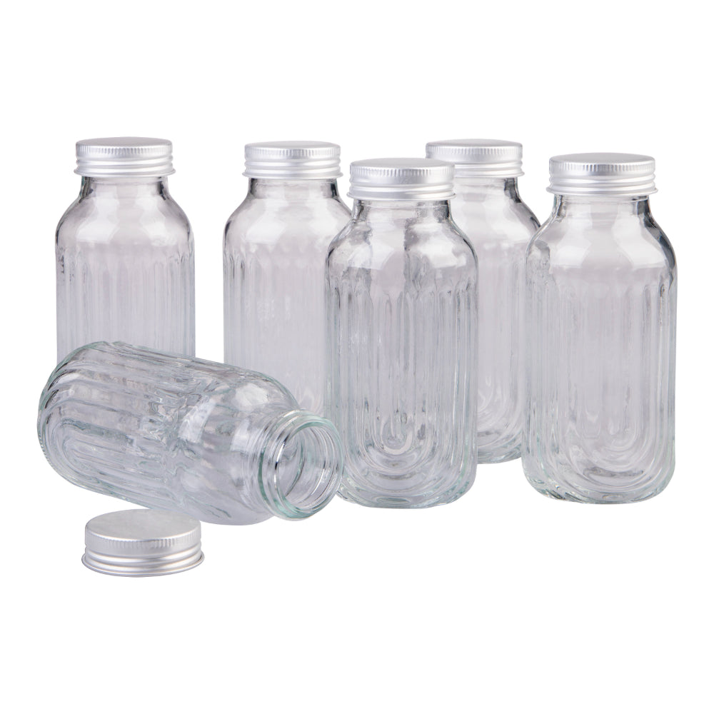 Melii Luxe Glass Fluted Juice Bottles Set of 6 250ml