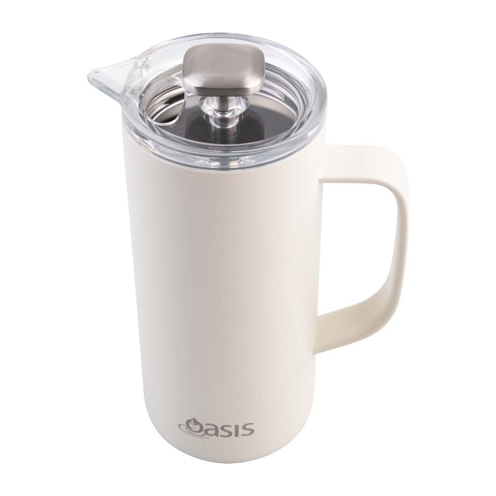 Oasis Stainless Steel Double Wall Insulated Coffee Press 4 Cup Alabaster