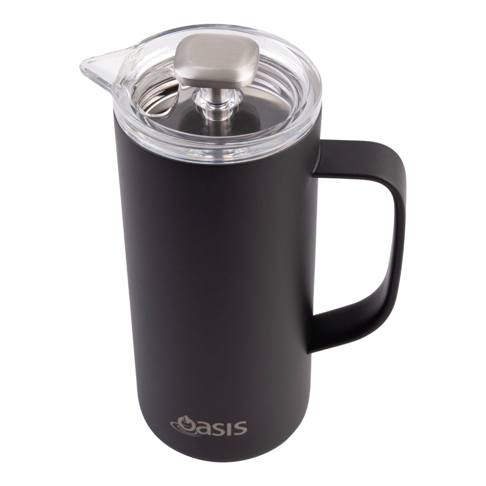 Oasis Stainless Steel Double Wall Insulated Coffee Press 4 Cup Black