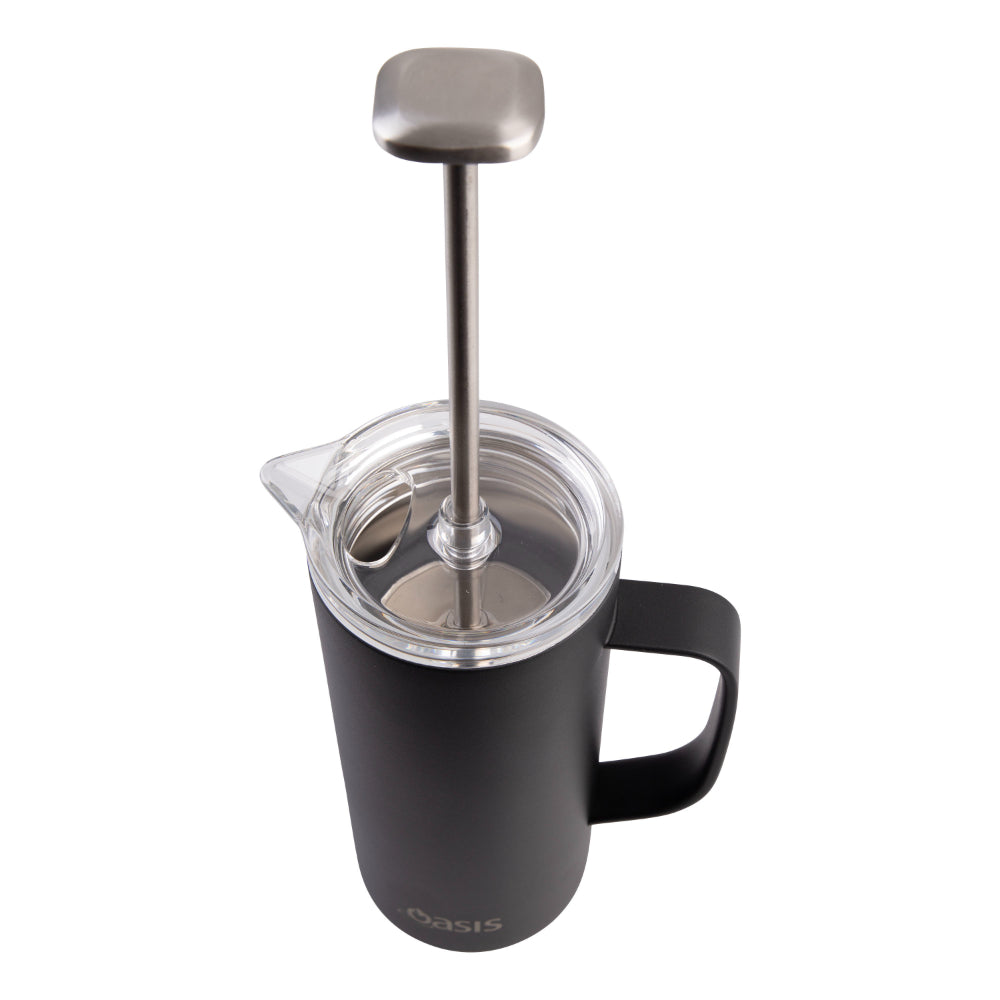 Oasis Stainless Steel Double Wall Insulated Coffee Press 4 Cup Black