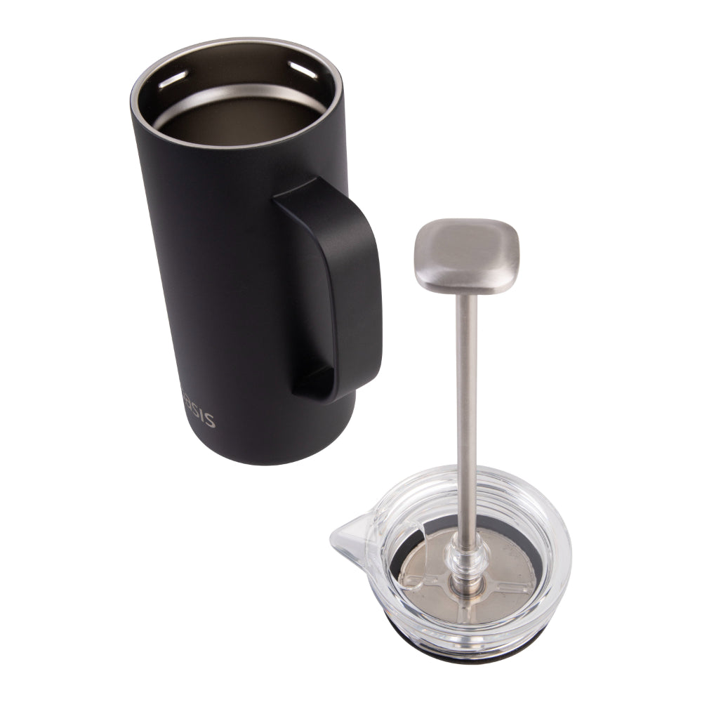 Oasis Stainless Steel Double Wall Insulated Coffee Press 4 Cup Black