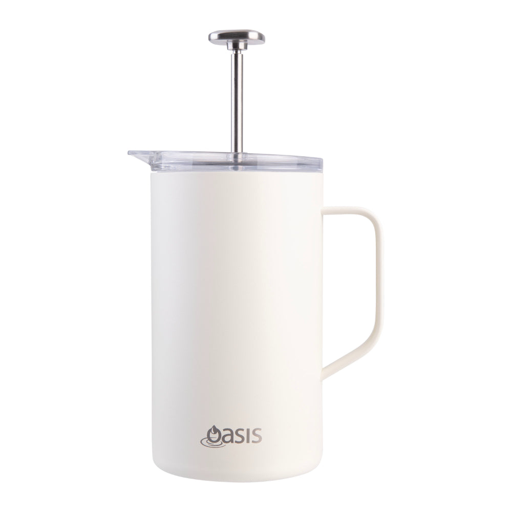 Oasis Stainless Steel Double Wall Insulated Coffee Press 8 Cup Alabaster