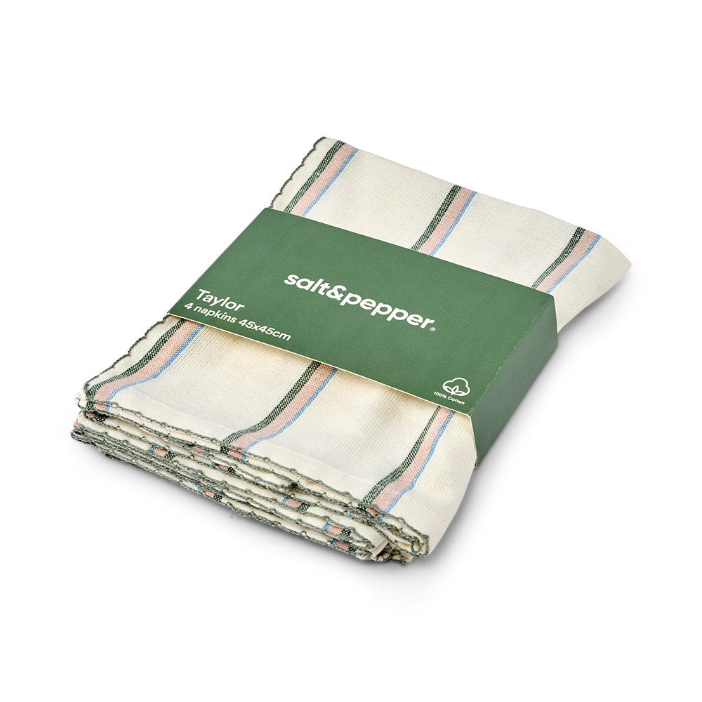 Salt & Pepper Taylor Stripe Napkin 45x45cm Set of 4