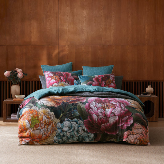 Logan & Mason Bloomscape Quilt Cover Set Teal