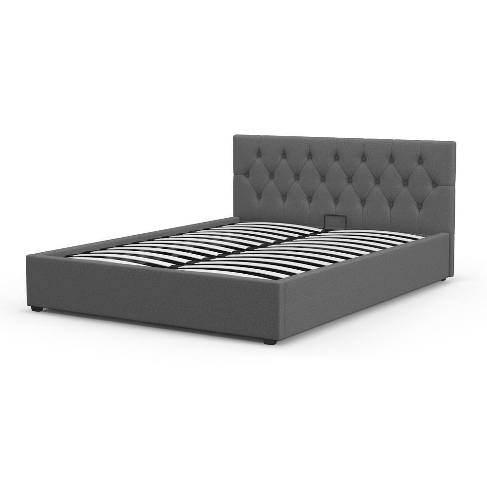 Capri Luxury Gas Lift Bed With Headboard Grey - MyHouse