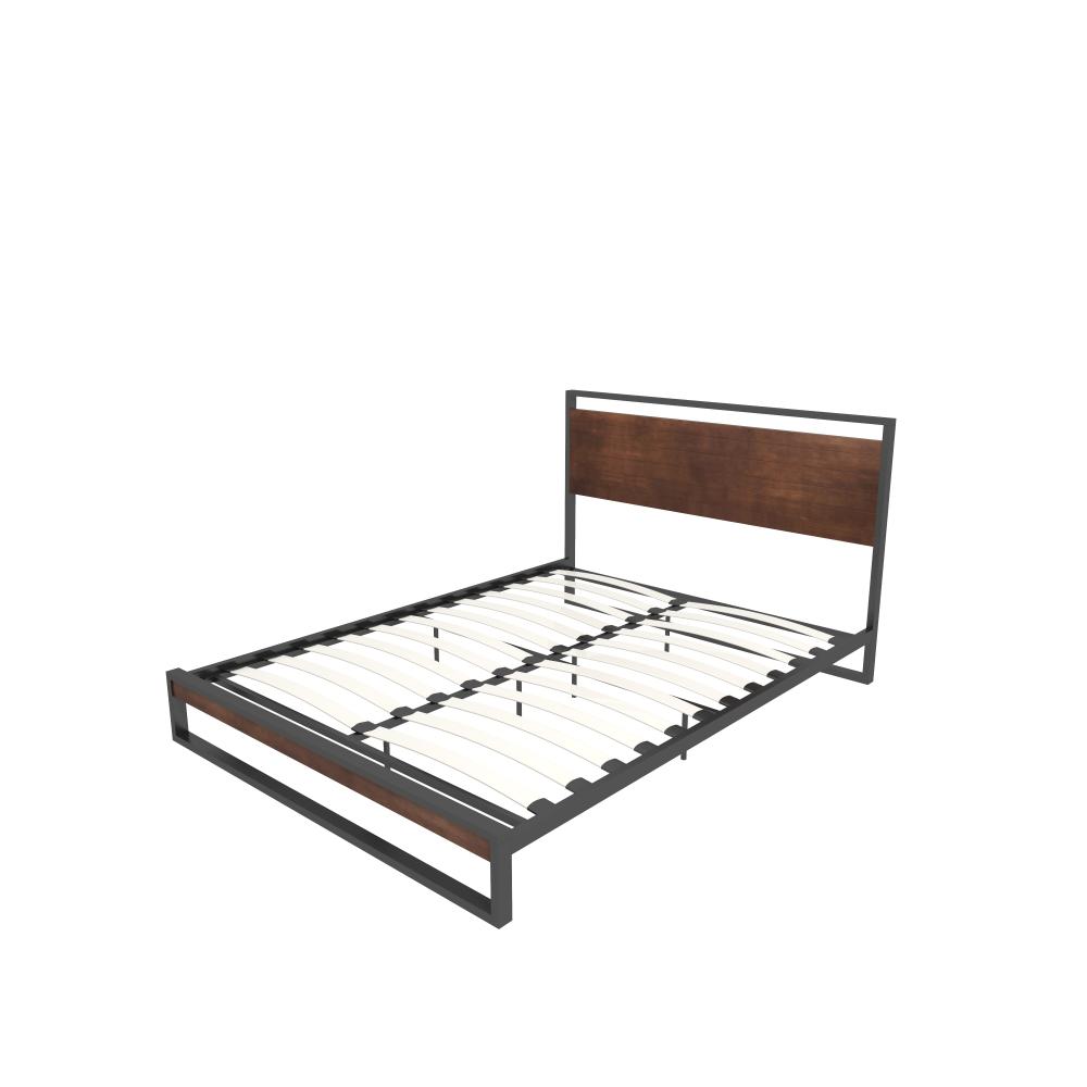Azure Metal Bed Frame With Wooden Headboard Single - MyHouse