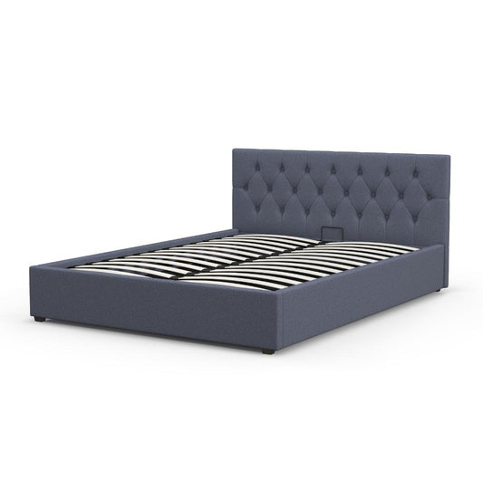 Capri Luxury Gas Lift Bed With Headboard Charcoal - MyHouse