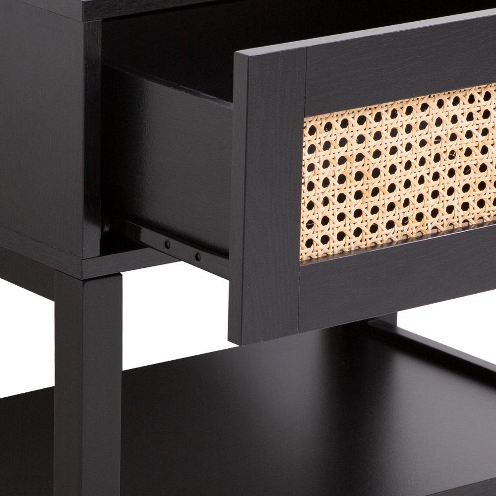 Casa Decor Tulum Black Rattan Bedside Table