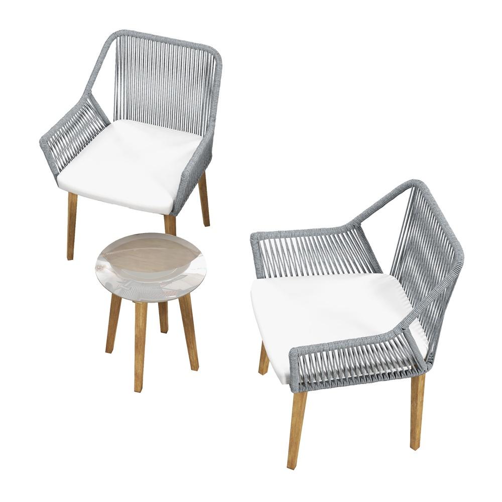 Arcadia Furniture 3 Piece Bistro Set Weather Resistant Outdoor Dark Grey
