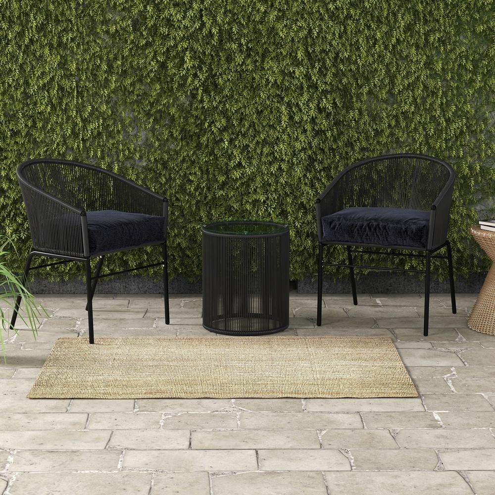 Arcadia Furniture 3 Piece Outdoor Patio Set Weather Resistant Black