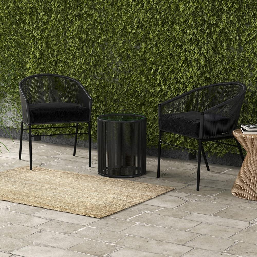 Arcadia Furniture 3 Piece Outdoor Patio Set Weather Resistant Black