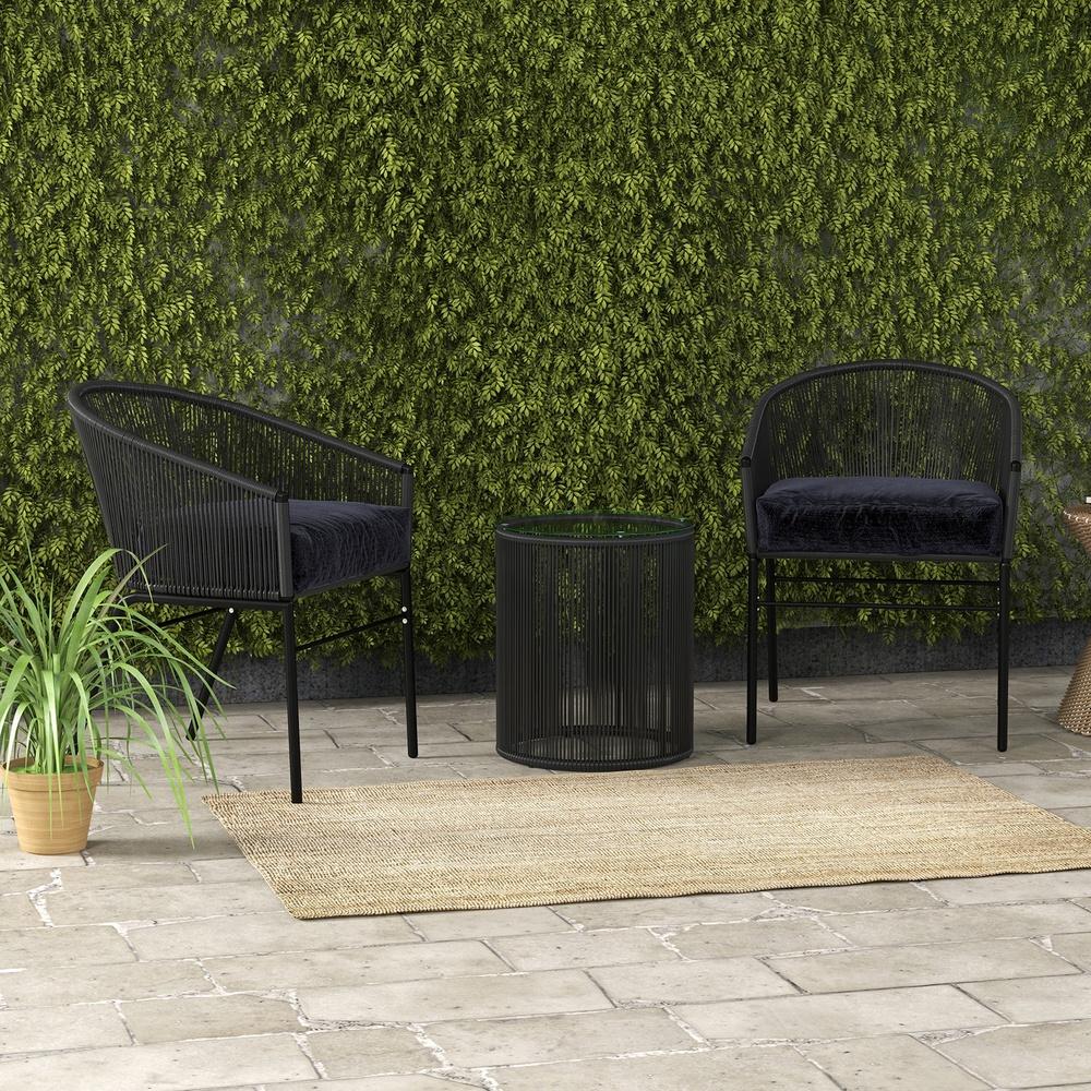 Arcadia Furniture 3 Piece Outdoor Patio Set Weather Resistant Black