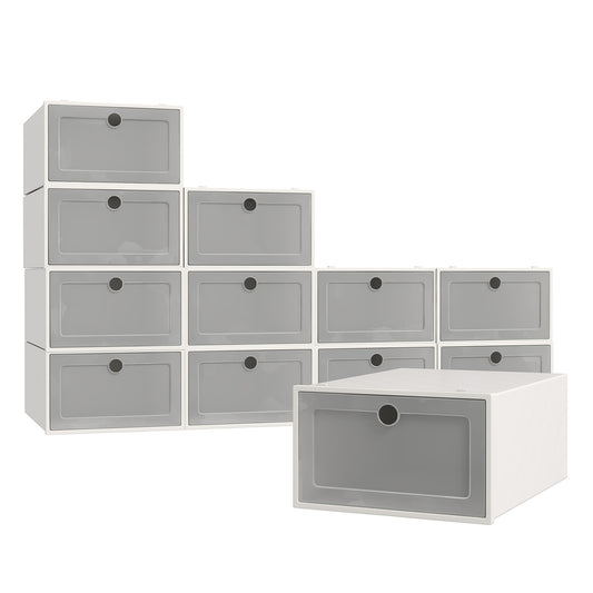 12 Piece Stackable Transparent Shoe Organiser Set - MyHouse