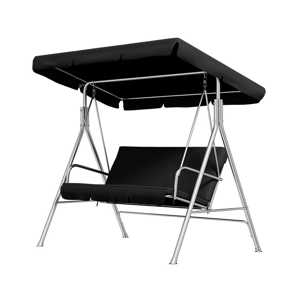 Milano Decor Outdoor 3 Seater Swing Bench Seat Black