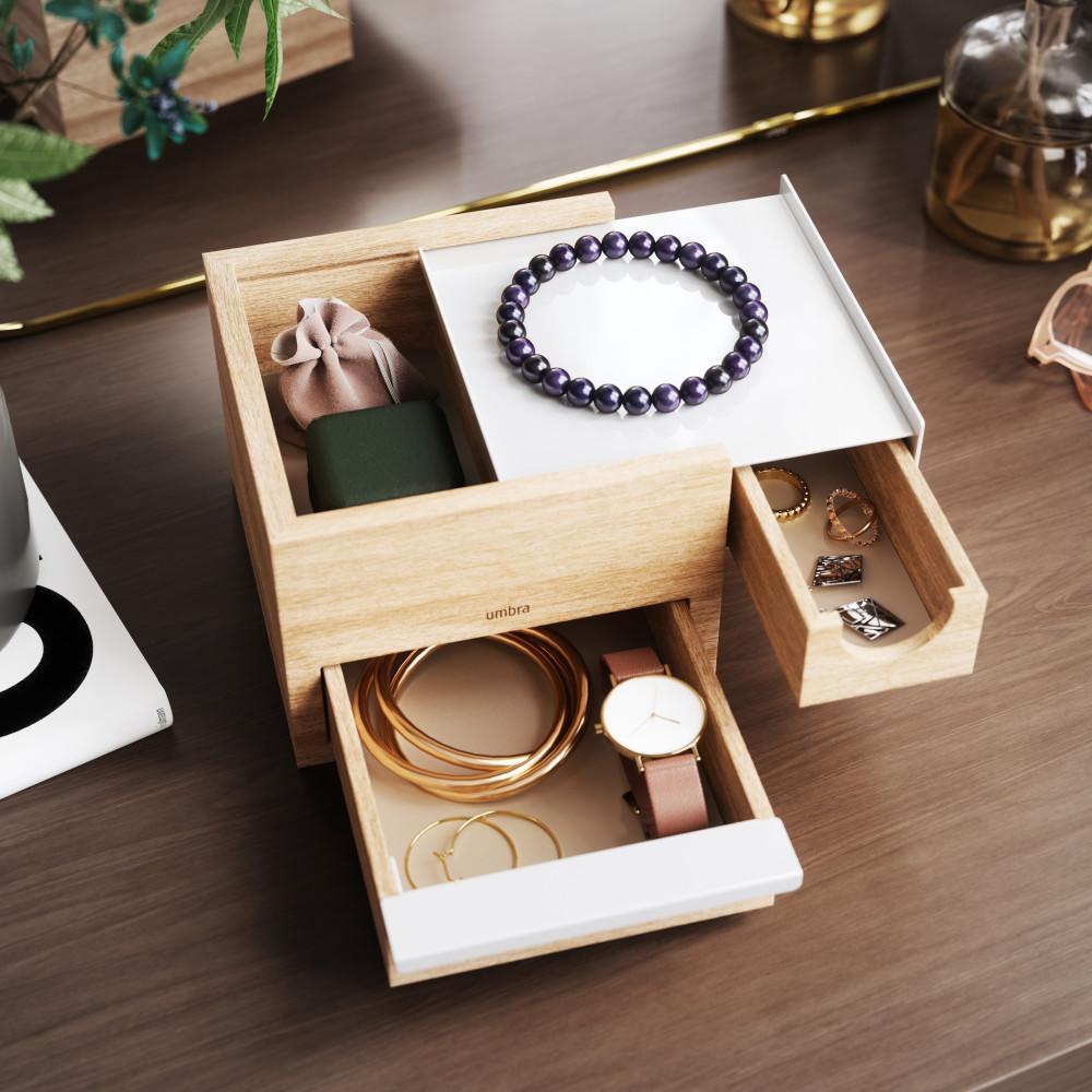 Umbra Stowit Mini Jewellery Box White/Natural