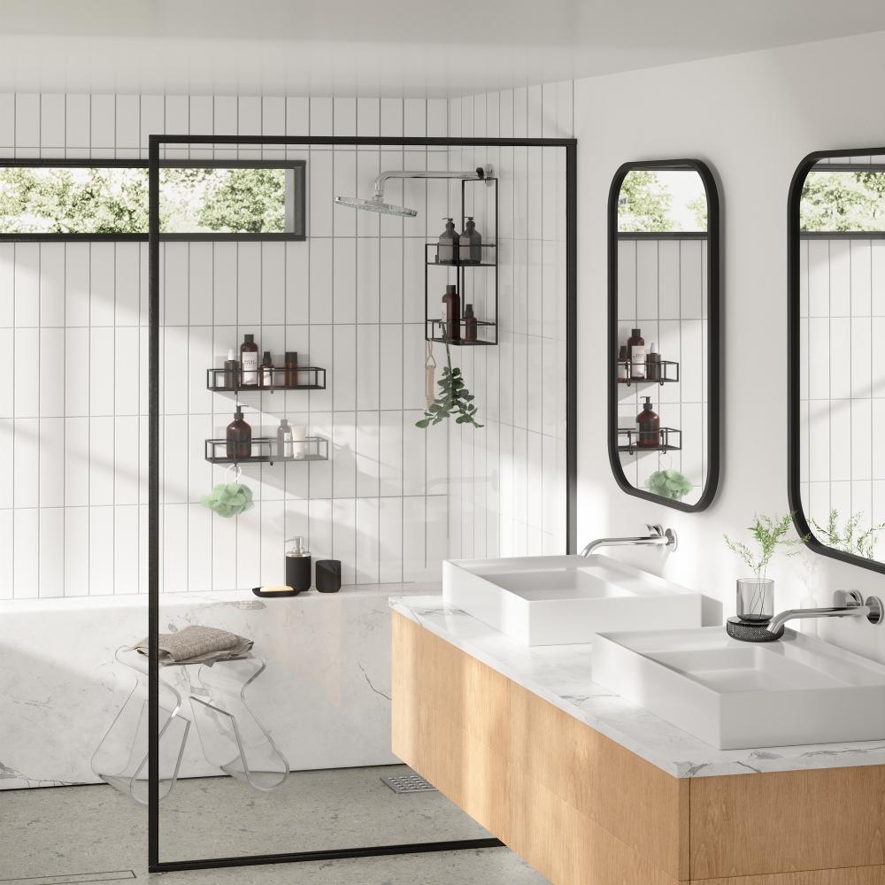 Umbra Cubiko Set of 2 Shower Bin Black