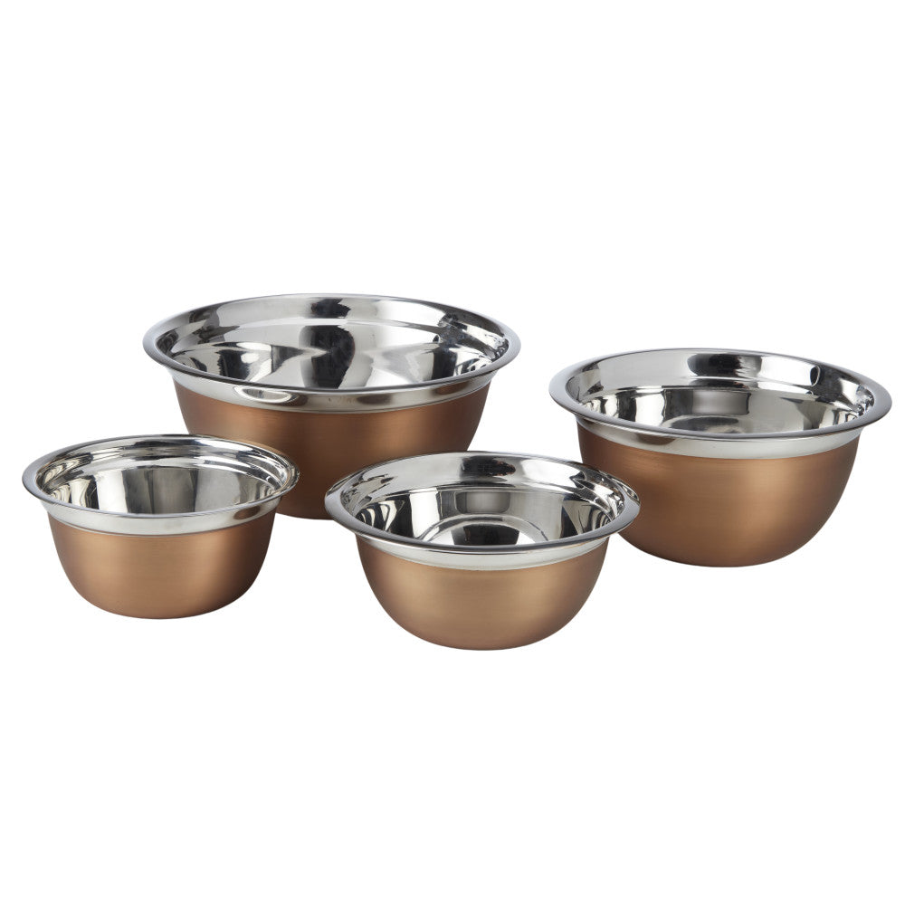 Academy Edwin Copper Tone 4 Piece Stainless Steel Mixing Bowl Set