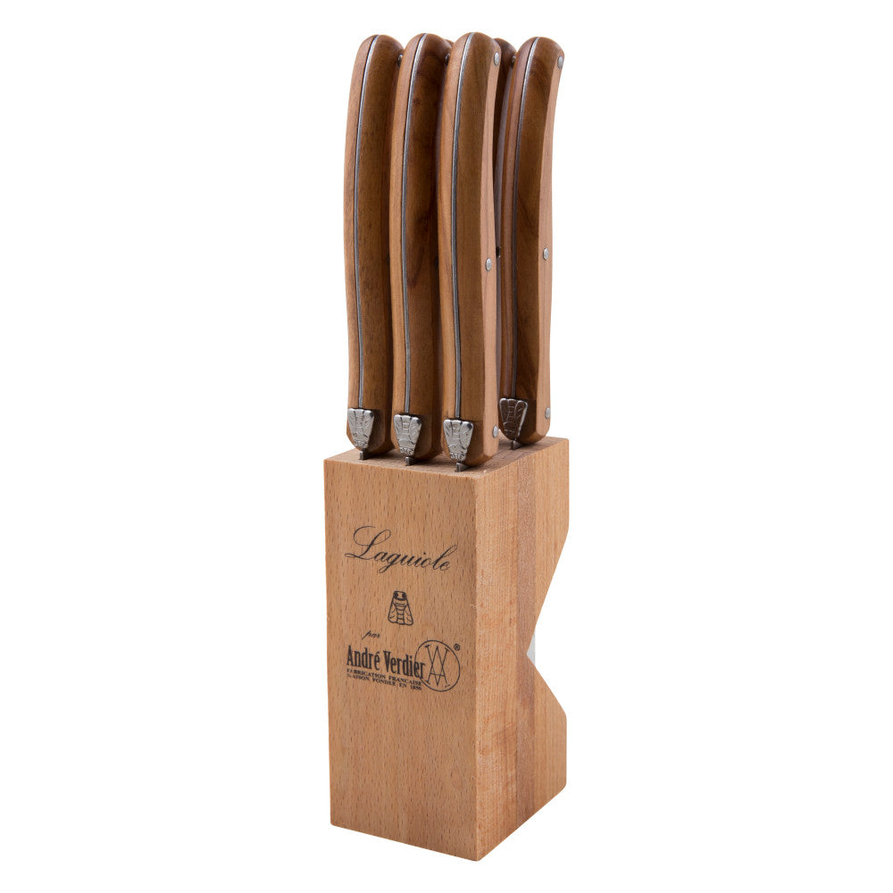 Andre Verdier Debutant Set of 6 Serrated Knife Olive Wood