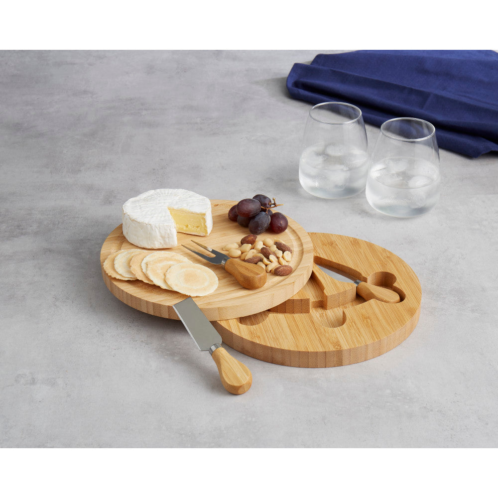 Davis & Waddell Bamboo Cheese Board With Set of 3 Knives