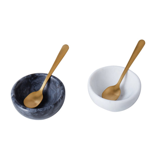 Davis & Waddell Nuvolo Marble Set of 4 Pinch Pot & Spoons