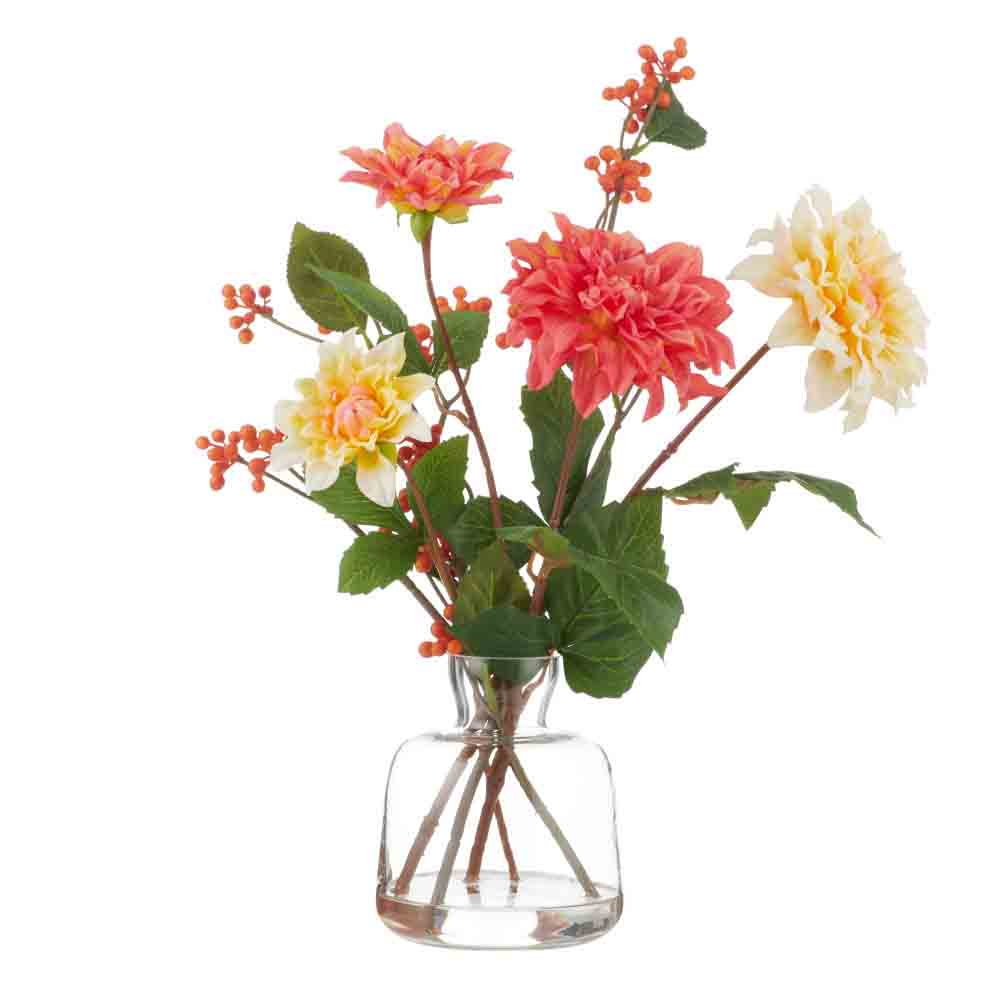 Rogue Dahlia Dewberry Mix-Clear Glass Vase