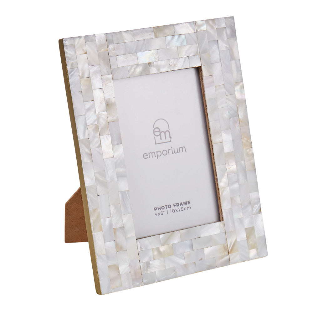 Emporium Shell Photo Frame with Gold Edge